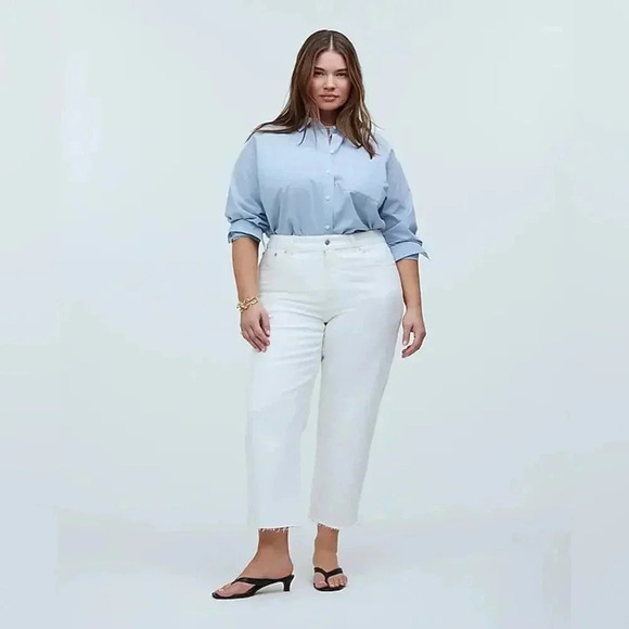 NEW Madewell The Plus '90s‎ Straight Crop Jean Size 18W In Tile White NWT - Picture 1 of 9